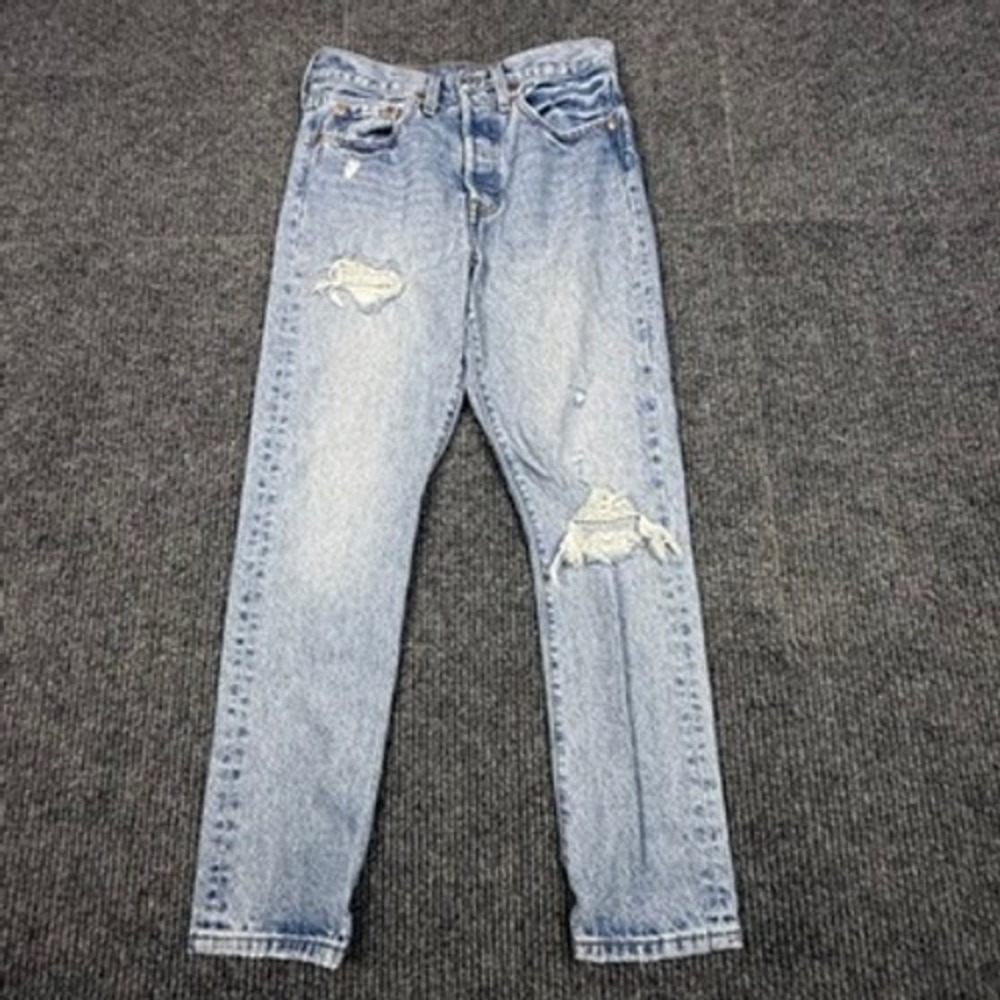 Levis Premium 501 Skinny Jeans Can't Touch This Med/Light Wash Distressed 26x28